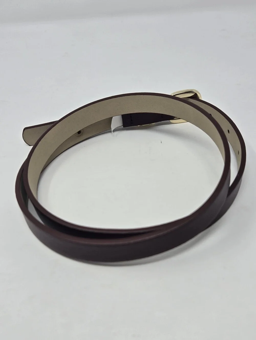 STEVE MADDEN MAROON OXBLOOD SKINNY BELT GOLD HARDWARE WOMEN OS DARK ACADEMIA